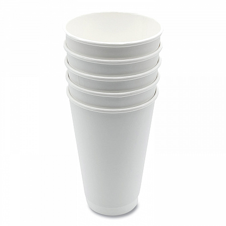 Paper Hot Cups, Double-Walled, 16 oz, White, 500/Carton (DW16HCUP)
