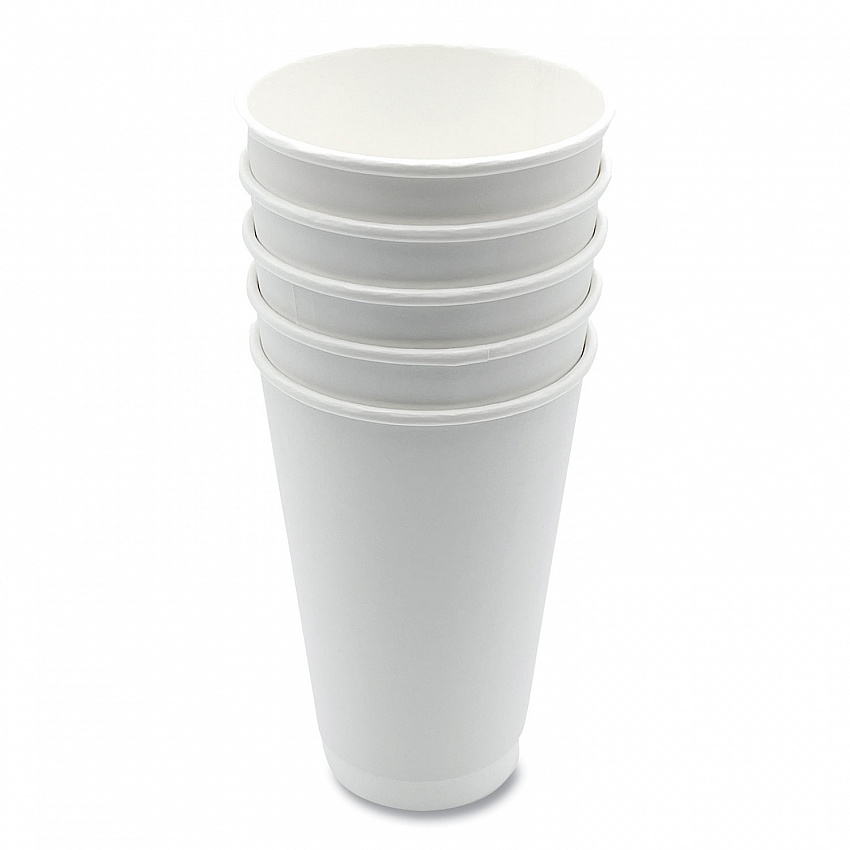 Paper Hot Cups, Double-Walled, 16 oz, White, 500/Carton (DW16HCUP)