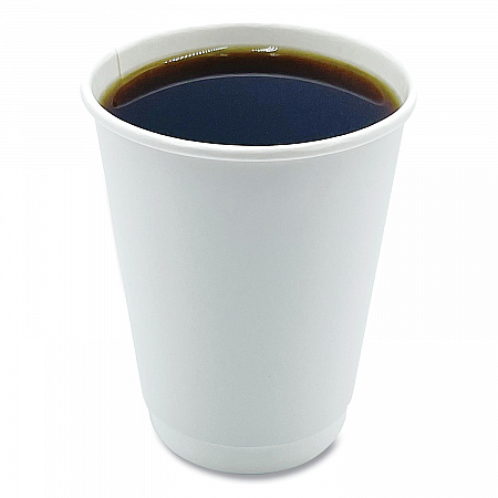 Paper Hot Cups, Double-Walled, 12 oz, White, 25/Pack (DW12HCUPPK)