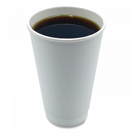 Paper Hot Cups, Double-Walled, 16 oz, White, 25/Pack (DW16HCUPPK)