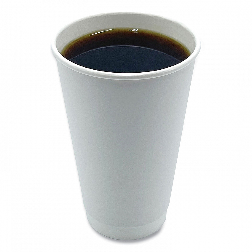 Paper Hot Cups, Double-Walled, 16 oz, White, 25/Pack (DW16HCUPPK)