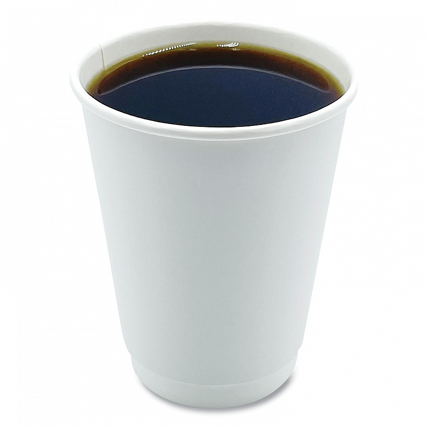 Paper Hot Cups, Double-Walled, 12 oz, White, 500/Carton (DW12HCUP)