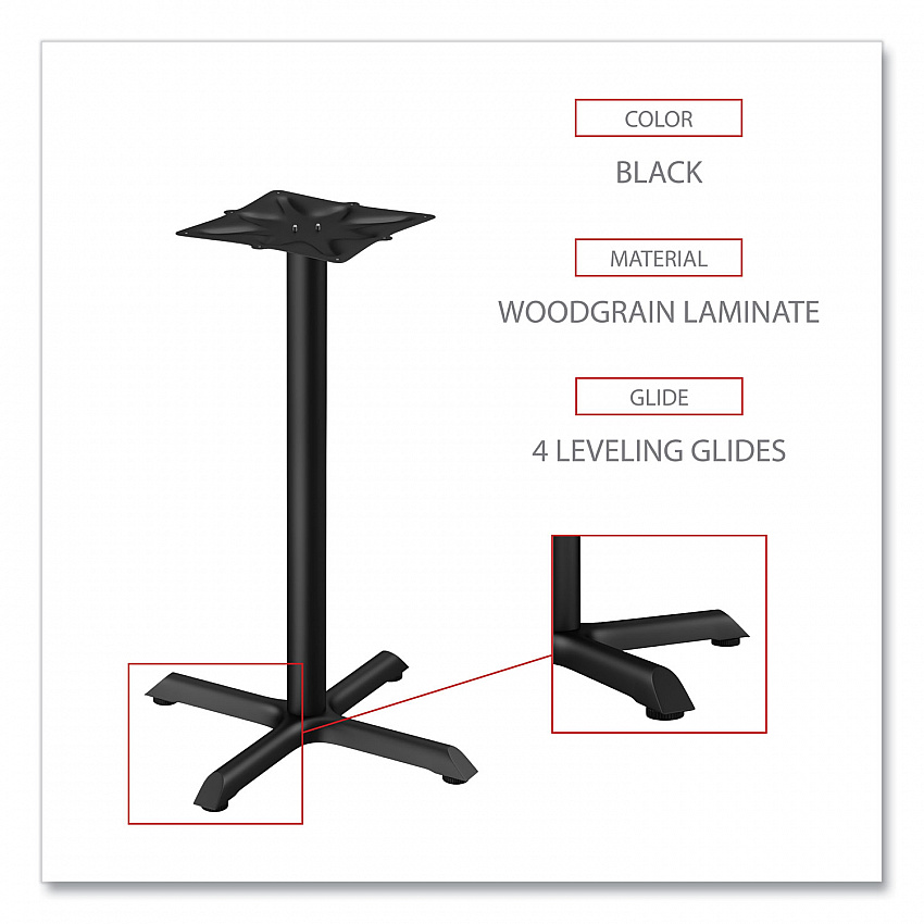 Alera Hospitality Series Single-Column Bases, 27.5" Diameter x 40.38"h, 300 lb Cap, Steel, Black (TBH423B)