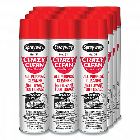 Crazy Clean All Purpose Cleaner, Floral Scent, 19 oz Aerosol Spray, Dozen (031)