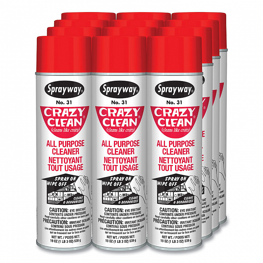 Crazy Clean All Purpose Cleaner, Floral Scent, 19 oz Aerosol Spray, Dozen (031)