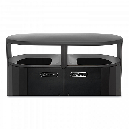 RESIST Dual Stream Waste and Recycling Container, 46 gal, Metal, Black (2184980)