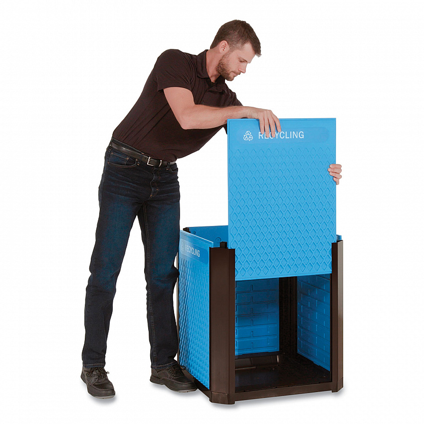 Medium Prelabeled Recycled Waste Panels for Tailor and Landmark Series Containers, 20.72" x 0.5" x 27.95", Blue, 4/Carton (2182677)