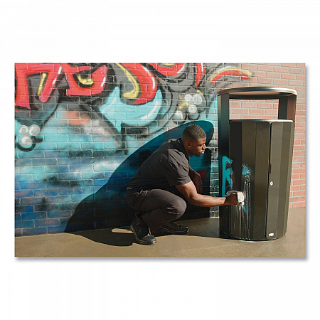 RESIST Round Waste Container, 33 gal, Metal, Black (2185041)