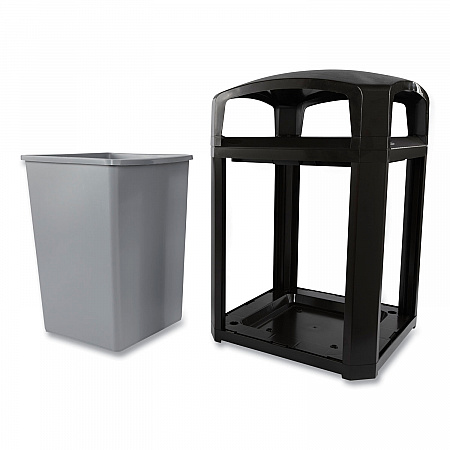 Landmark Series Classic Dome Top Container and Ashtray, 35 gal, Resin, Black (FG397001BLA)