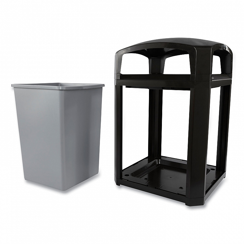 Landmark Series Classic Dome Top Container and Ashtray, 35 gal, Resin, Black (FG397001BLA)