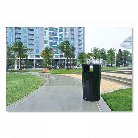 RESIST Round Waste Container, 33 gal, Metal, Black (2185041)
