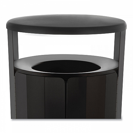 RESIST Round Waste Container, 33 gal, Metal, Black (2185041)