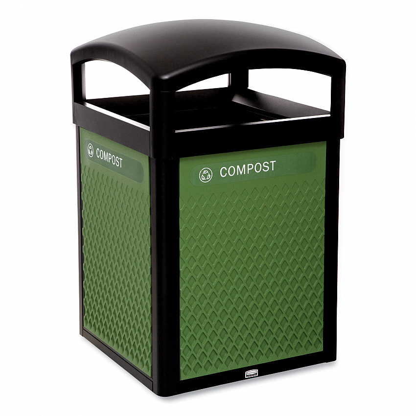 Medium Prelabeled Compost Waste Panels for Tailor and Landmark Series Containers, 20.72" x 0.5" x 27.95", Green, 4/Carton (2182673)