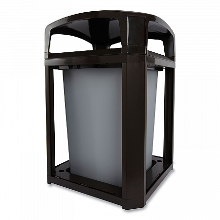 Landmark Series Classic Dome Top Container and Ashtray, 35 gal, Resin, Black (FG397001BLA)