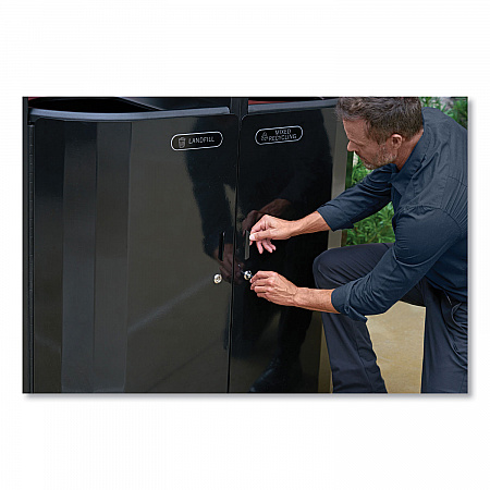 RESIST Dual Stream Waste and Recycling Container, 46 gal, Metal, Black (2184980)