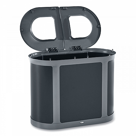 ENHANCE PILL Dual Stream Waste Receptacle, (2) 23 gal Capacity Bins, Metal, Umbra Gray/Pearl Gray (2172843)