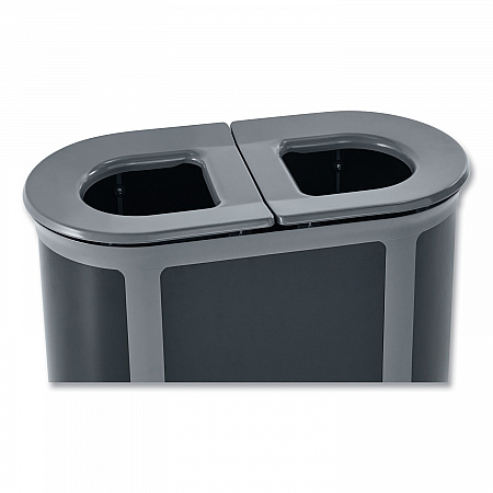 ENHANCE PILL Dual Stream Waste Receptacle, (2) 23 gal Capacity Bins, Metal, Umbra Gray/Pearl Gray (2172843)