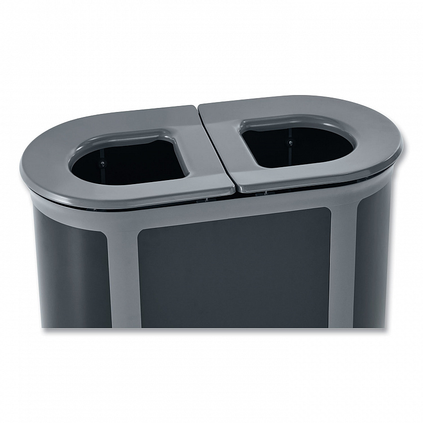 ENHANCE PILL Dual Stream Waste Receptacle, (2) 23 gal Capacity Bins, Metal, Umbra Gray/Pearl Gray (2172843)