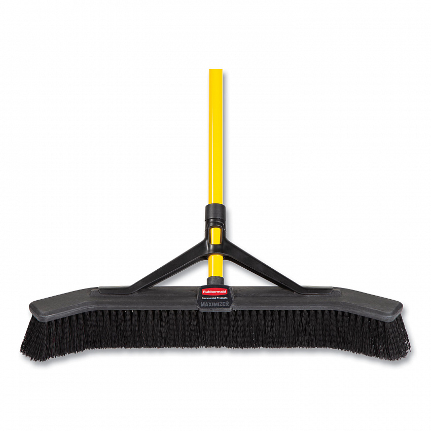 Maximizer Push-to-Center Broom, 24", Polypropylene Bristles, Yellow/Black (2186280)