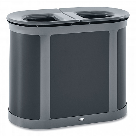 ENHANCE PILL Dual Stream Waste Receptacle, (2) 23 gal Capacity Bins, Metal, Umbra Gray/Pearl Gray (2172843)