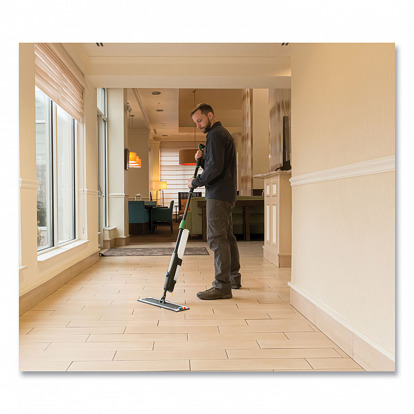 Excella Floor Cleaning Kit, 20" Gray Microfiber Head, 48" to 65" Black/Green Handle (EFKT8)