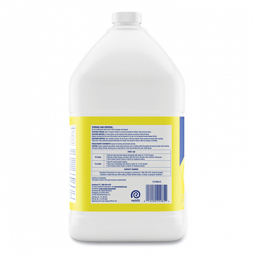 Disinfectant Deodorizing Cleaner Concentrate, Lemon Scent, 128 oz Bottle (99985EA)