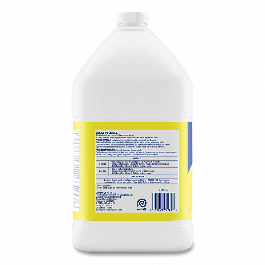 Disinfectant Deodorizing Cleaner Concentrate, Lemon Scent, 128 oz Bottle, 4/Carton (99985CT)