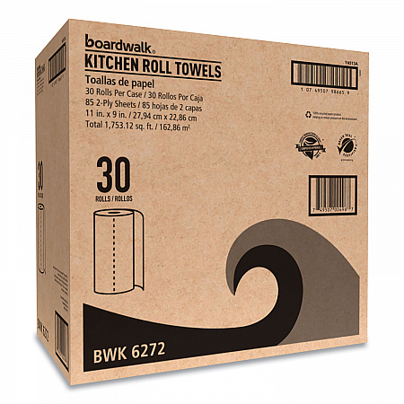 Kitchen Roll Towel, 2-Ply, 11 x 9, White, 85 Sheets/Roll, 30 Rolls/Carton (6272)