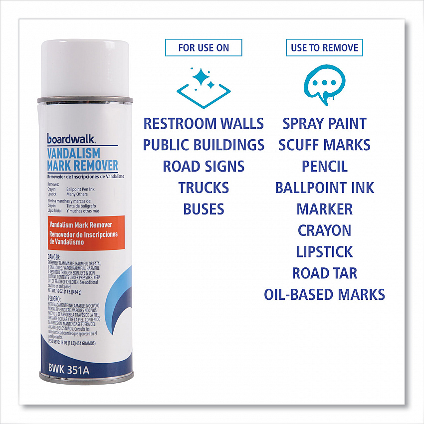 Vandalism Mark Remover, 15 oz Aerosol Spray, 12/Carton (351ACT)