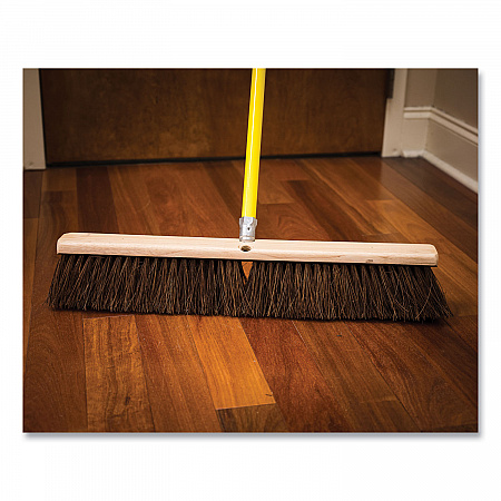 Palmyra Push Broom Kit, 24 x 64, Palmyra Bristles, Metal Handle, Yellow/Brown (20124KIT)