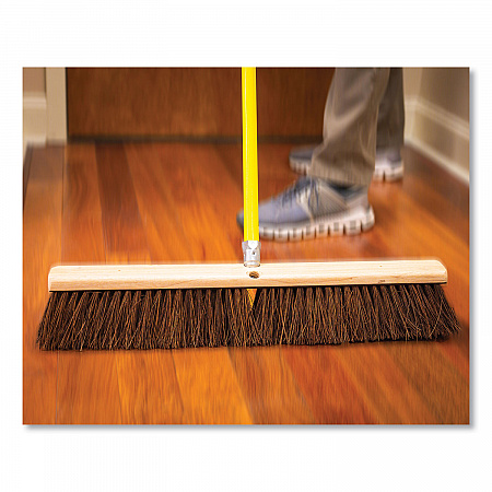 Palmyra Push Broom Kit, 24 x 64, Palmyra Bristles, Metal Handle, Yellow/Brown (20124KIT)