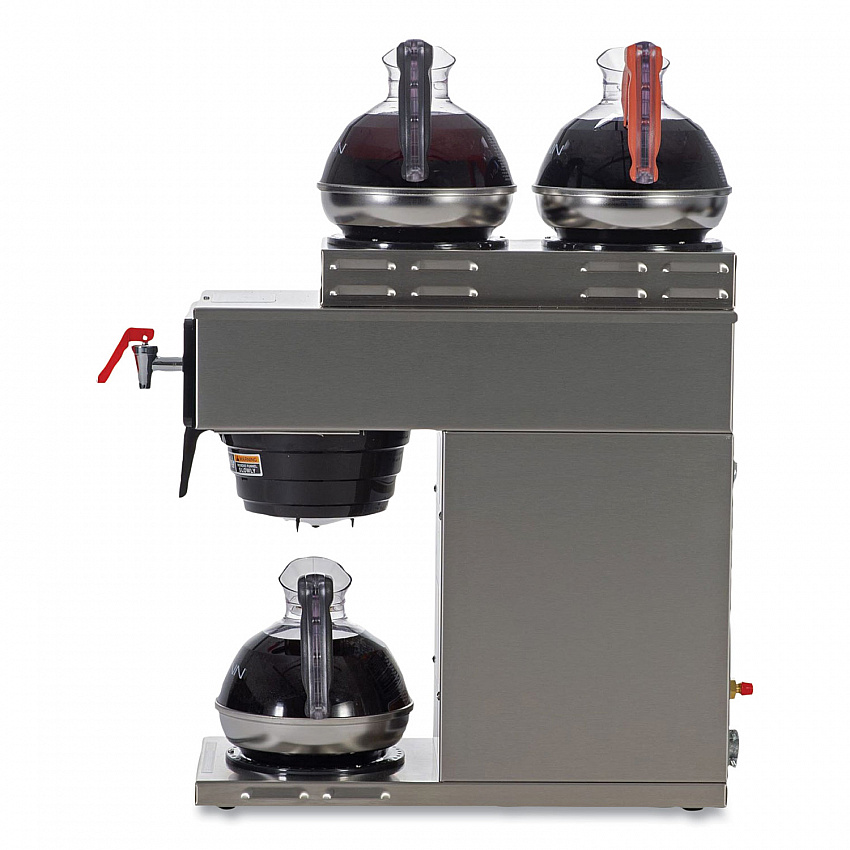 AXIOM DV-3 12-Cup Dual-Voltage Coffee Brewer with 3 Warmers, Silver/Black (387000008)