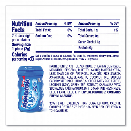 Pure Fresh Gum Variety Pack, Fresh Mint/Spearmint, 50 Pieces/Bottle, 8 Bottles/Carton (60000727)