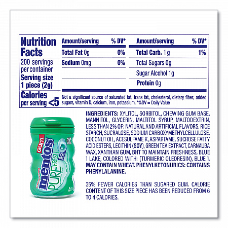 Pure Fresh Gum Variety Pack, Fresh Mint/Spearmint, 50 Pieces/Bottle, 8 Bottles/Carton (60000727)