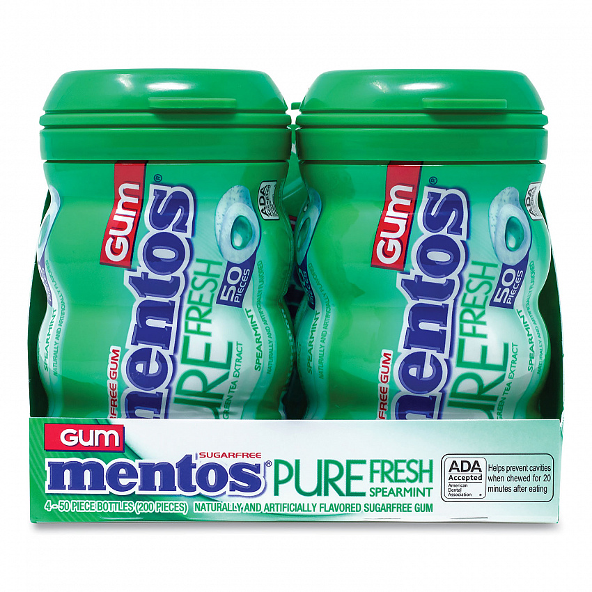 Pure Fresh Gum Variety Pack, Fresh Mint/Spearmint, 50 Pieces/Bottle, 8 Bottles/Carton (60000727)