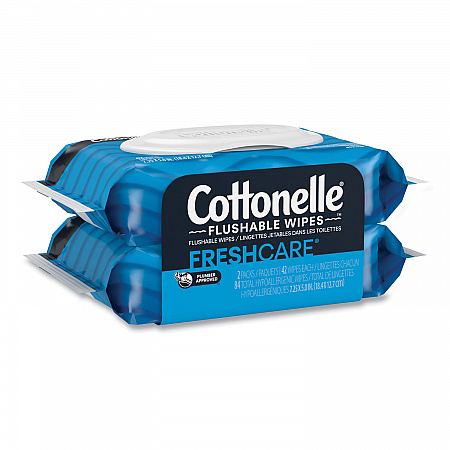 Fresh Care Flushable Cleansing Cloths, 1-Ply, 3.73 x 5.5, White, 84/Pack (35970PK)