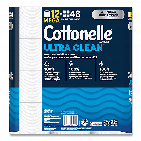 Ultra CleanCare Toilet Paper, Strong Tissue, Septic Safe, 1-Ply, White, 284 Sheets/Roll, 12 Rolls/Pack, 48 Rolls/Carton (55489)