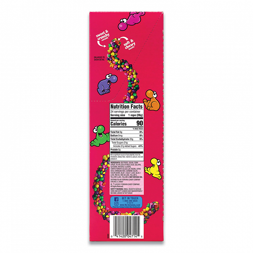 Nerds Rope Candy, Fruity, 0.92 oz Individually Wrapped, 24/Carton (22002136)