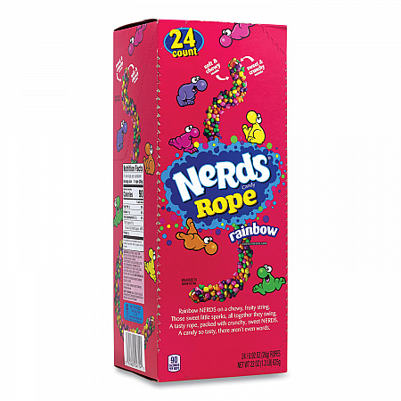 Nerds Rope Candy, Fruity, 0.92 oz Individually Wrapped, 24/Carton (22002136)