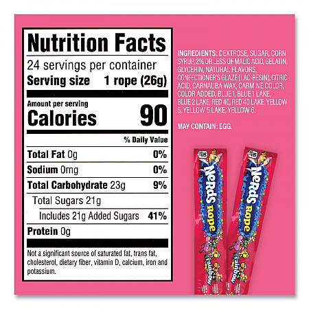 Nerds Rope Candy, Fruity, 0.92 oz Individually Wrapped, 24/Carton (22002136)