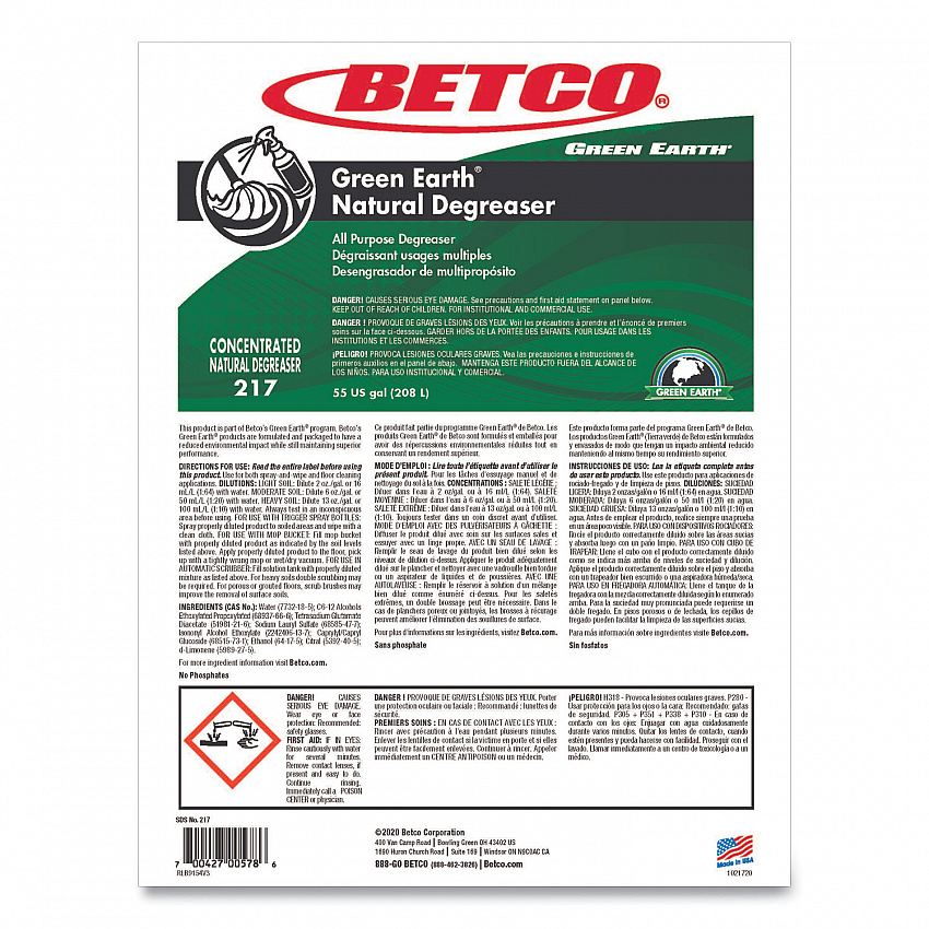 Green Earth Natural Degreaser, Mild Scent, 55 gal Drum (2175500)