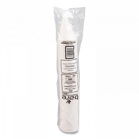 Bare Eco-Forward Treated Paper Cone Cups, ProPlanet Seal, 6 oz, White, 200/Sleeve, 25 Sleeves/Carton (6RBU)