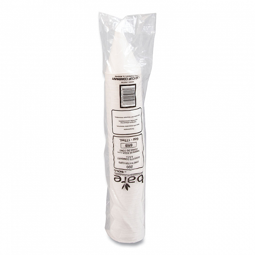 Bare Eco-Forward Treated Paper Cone Cups, ProPlanet Seal, 6 oz, White, 200/Sleeve, 25 Sleeves/Carton (6RBU)