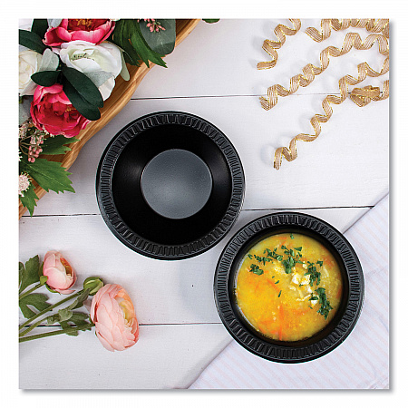 Quiet Classic Laminated Foam Dinnerware, Bowl, 12 oz, Black, 1,000/Carton (12BWBQR)