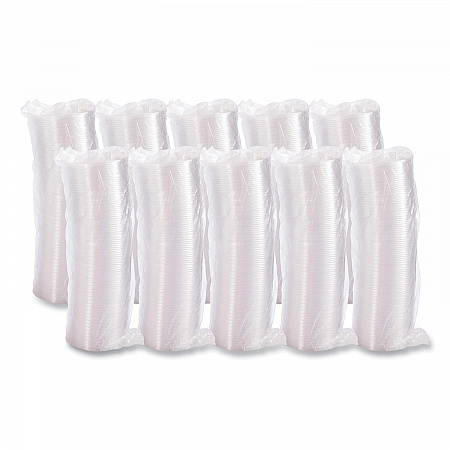 Plastic Lids for Foam Cups, Bowls and Containers, Flat, Not Vented, Fits 6 oz to 32 oz, Clear, 100/Sleeve, 10 Sleeves/Carton (20CLR)