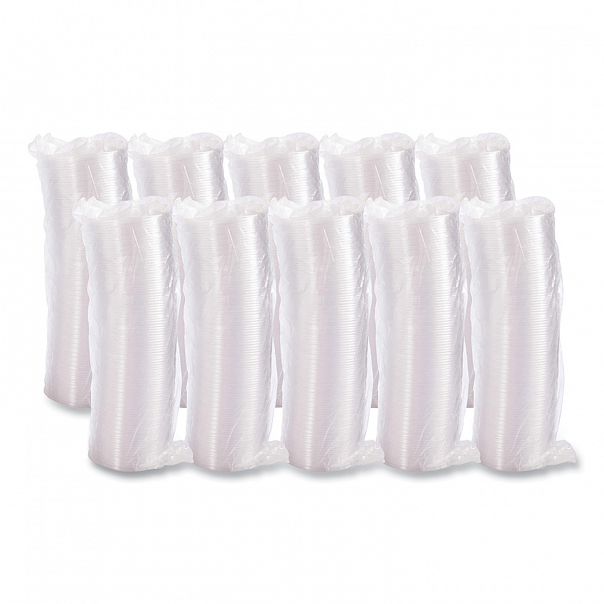 Plastic Lids for Foam Cups, Bowls and Containers, Flat, Not Vented, Fits 6 oz to 32 oz, Clear, 100/Sleeve, 10 Sleeves/Carton (20CLR)