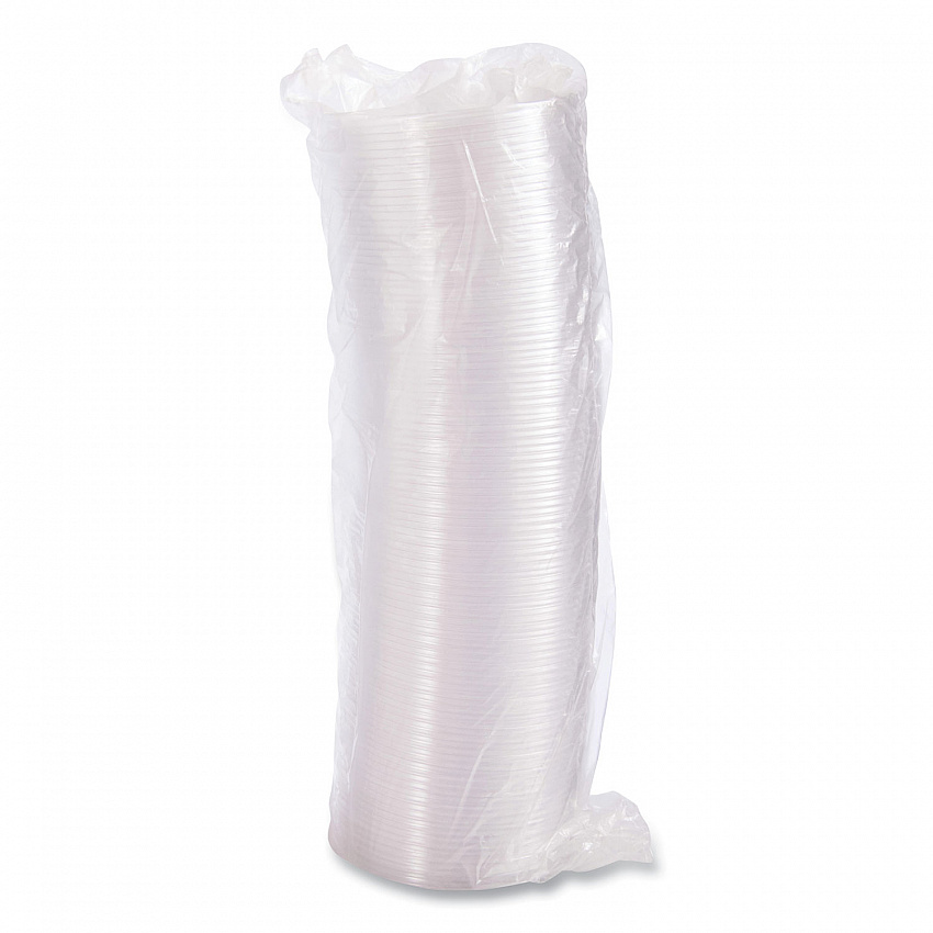 Plastic Lids for Foam Cups, Bowls and Containers, Flat, Not Vented, Fits 6 oz to 32 oz, Clear, 100/Sleeve, 10 Sleeves/Carton (20CLR)