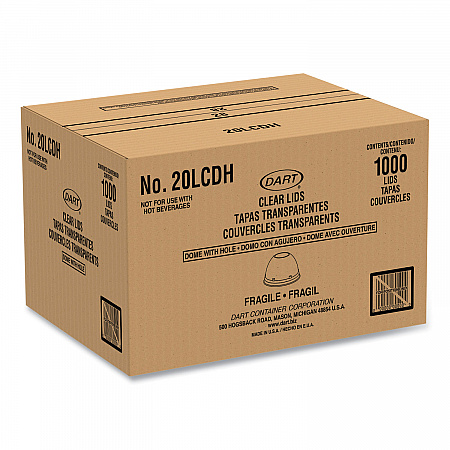 Cappuccino Dome Sipper Lids, Fits 30 oz to 32 oz Hot Cups, Plastic, Clear, 50/Pack, 20 Packs/Carton (20LCDH)