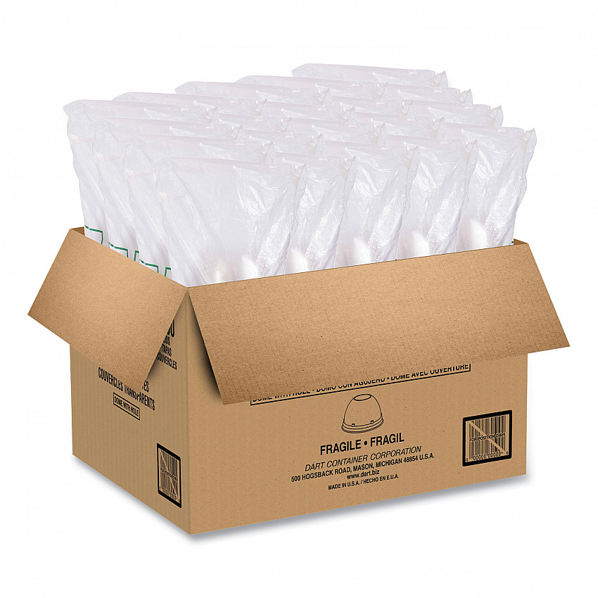 Cappuccino Dome Sipper Lids, Fits 30 oz to 32 oz Hot Cups, Plastic, Clear, 50/Pack, 20 Packs/Carton (20LCDH)