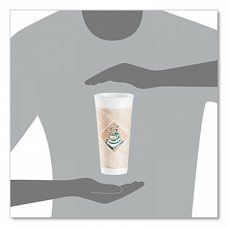 Cafe G Foam Hot/Cold Cups, 24 oz, Brown/Green/White, 20/Bag, 25 Bags/Carton (24X16G)